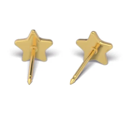 STUDEX SYSTEM75 7523-3543 złote gwiazdki 6 mm – para złotych kolczyków sztyftowych w kształcie gwiazdki