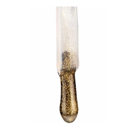 Nails Company Top Glam 11 ml Gold – zbliżenie na pędzelek z kroplą złotego brokatowego topu