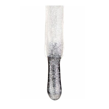 Nails Company Top Glam Silver 11 ml – zbliżenie na pędzelek z kroplą srebrnego brokatowego topu