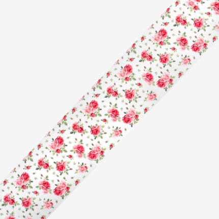 Semilac Folia Transferowa Blooming Flowers 33 – pasek folii z czerwono-różowymi różami na białym tle
