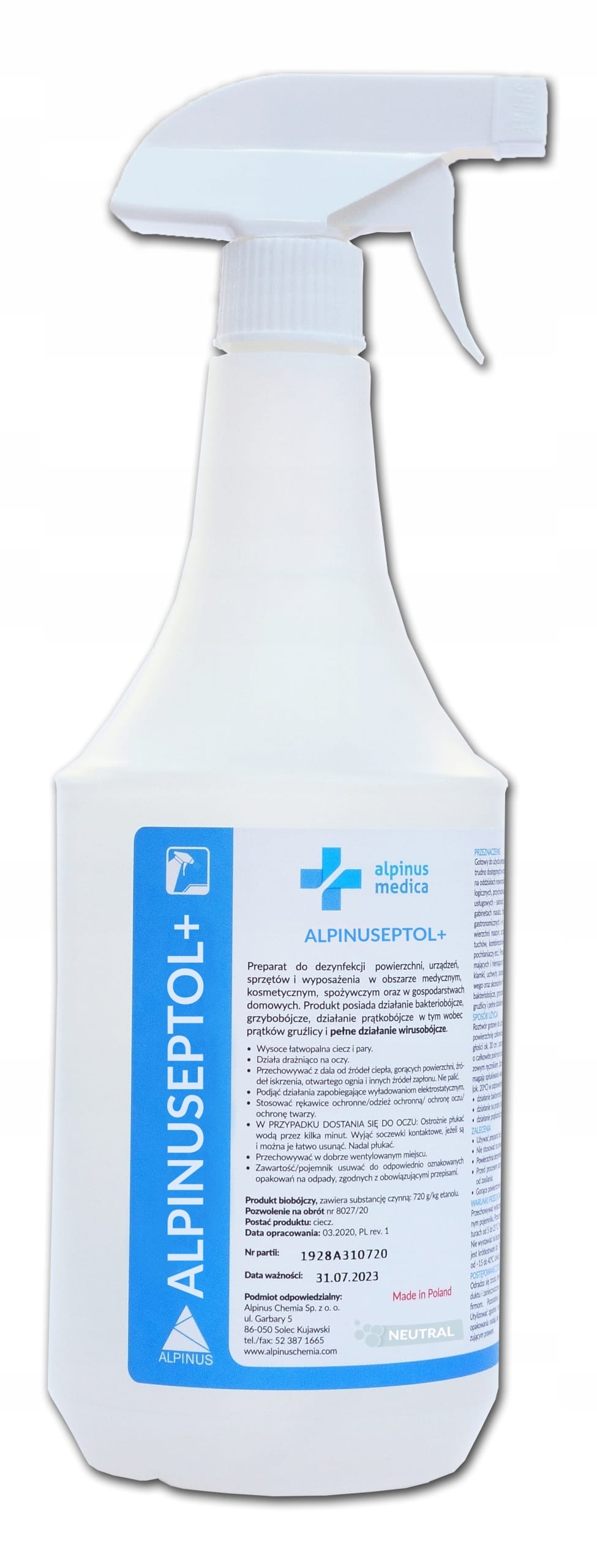 Sterill ALPINUSEPTOL Sterill ALPINUSEPTOL - Płyn do dezynfekcji powierzchni oraz sprzętu medycznego 1 l.