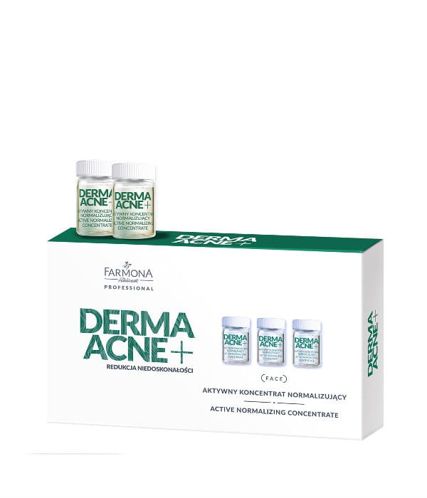 Farmona Professional DERMAACNE+ Aktywny koncentrat normalizujący 5 × 5 Farmona Professional DERMAACNE+ Aktywny koncentrat normalizujący 5 × 5 ml – koncentrat do skóry tłustej, mieszanej i