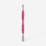 Staleks Pusher Silicone Uniq 10 Type PQ-10/1 - obustronny pusher ze stalowymi końcówkami i różową silikonową rączką