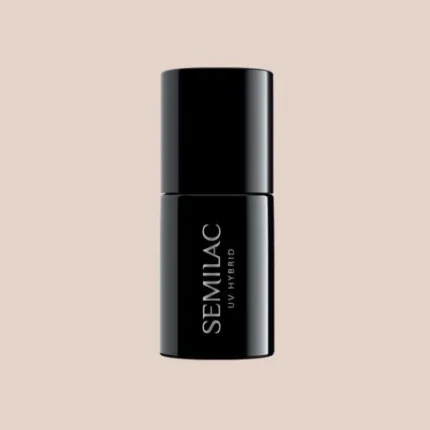 SEMILAC Lakier hybrydowy 583 SECOND SKIN NUDE 7 ml – czarna buteleczka na beoowym nude tle