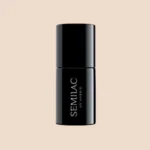 SEMILAC Lakier hybrydowy 584 JUST NUDE 7 ml – czarna buteleczka na kremowym beoowym tle