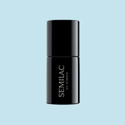 SEMILAC Lakier hybrydowy 386 BLUE CLOUD 7 ml. – czarna buteleczka na jasnoniebieskim tle