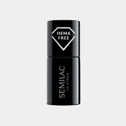 SEMILAC Lakier hybrydowy 389 COCONUT ICE CREAM 7 ml. – czarna buteleczka HEMA FREE na szarym tle