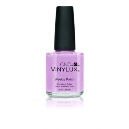 Lakier CND Vinylux Lavender Lace 216 – pastelowa liliowa butelka Weekly Polish z czarną nakrętką