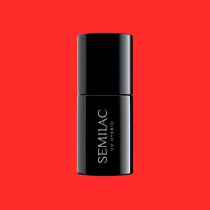 Semilac 570 Neon Watermelon 7 ml. Garden Party – czarna buteleczka lakieru na czerwonym tle