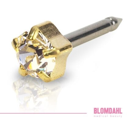 Blomdahl Kolczyk do przekłuwania uszu 12-1304-01 Tiffany Crystal 4 – bezbarwny kryształ w złotej oprawie na krapach