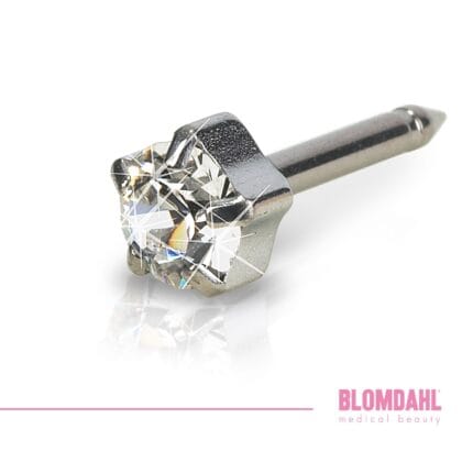 Blomdahl kolczyk do przekłuwania uszu 12-1404-01 Tiffany 5 mm – duży bezbarwny kryształ w srebrnej oprawie na krapach