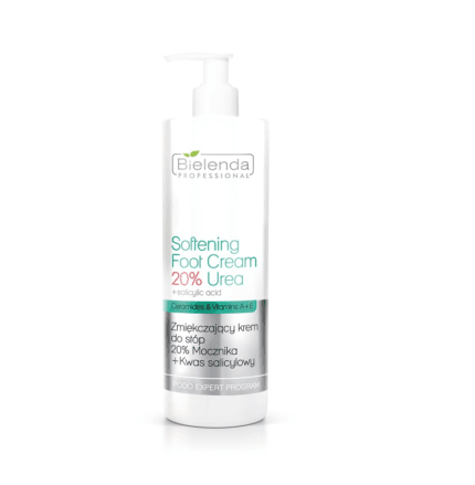 Bielenda Zmiękczający krem do stóp 20% mocznika + kwas – biała butelka z pompką, Softening Foot Cream Urea