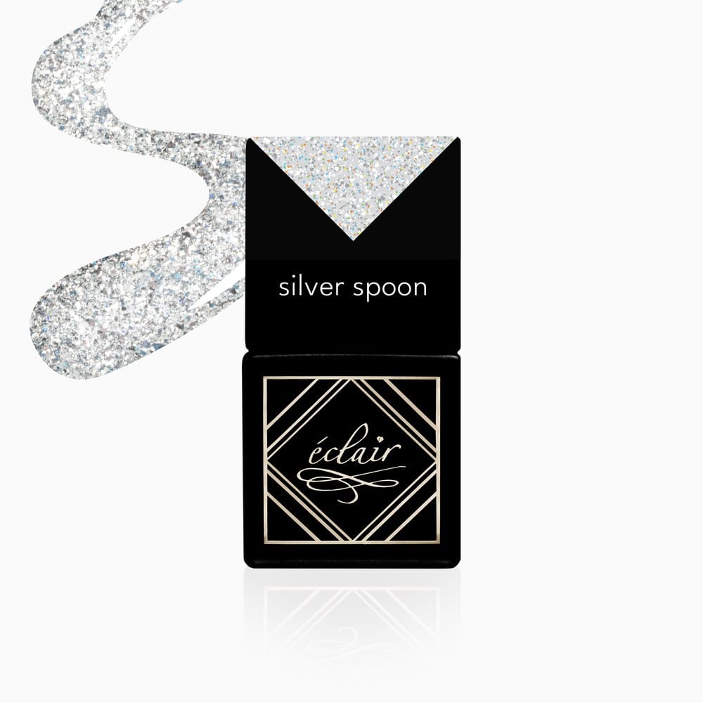 Eclair SILVER SPOON lakier hybrydowy srebrny holograficzny 7 ml Eclair SILVER SPOON lakier hybrydowy srebrny holograficzny 7 ml