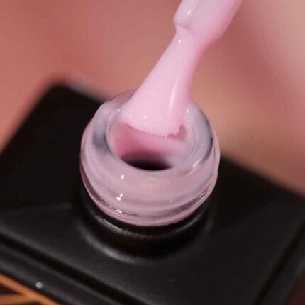 Eclair MILKY PINKY SPARKLE Top No Wipe mleczno-różowy top z drobinkami 7 ml – kolor na paznokciach