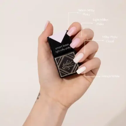 Eclair Smart Base MILKY PINKY mleczno-różowa baza hybrydowa 14 ml – kolor na paznokciach